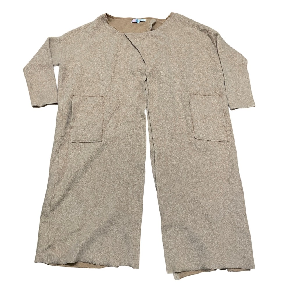 Free People Beach Fuzzy Oversized Open Front‎ & Back Longline Sweater Tan XS/S